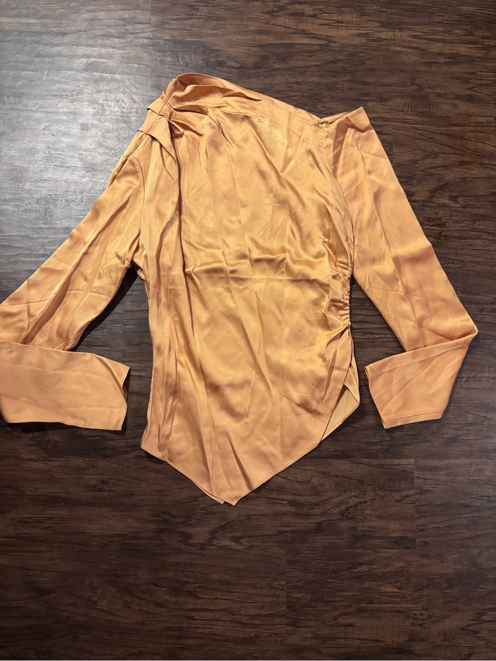 Womens Golden Tan Satin Blouse